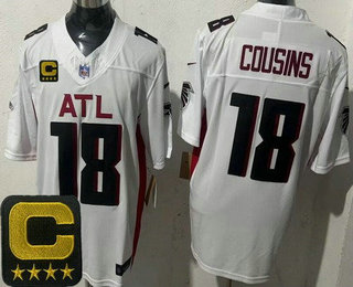 Men's Atlanta Falcons #18 Kirk Cousins Limited White C Patch FUSE Vapor Jersey