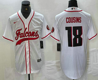 Men's Atlanta Falcons #18 Kirk Cousins White Cool Base Stitched Baseball Jersey