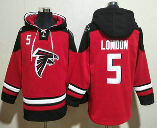 Men's Atlanta Falcons #5 Drake London Red Ageless Must Have Lace Up Pullover Hoodie