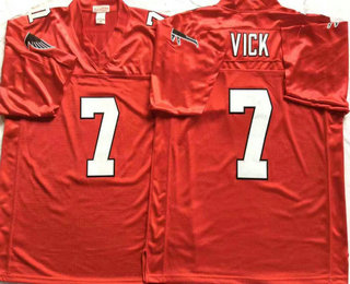 Men's Atlanta Falcons #7 Michael Vick Red Throwback Jersey