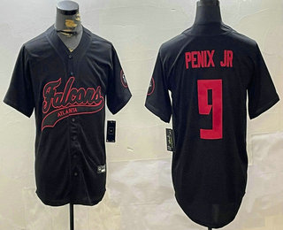 Men's Atlanta Falcons #9 Michael Penix Jr Black Cool Base Stitched Baseball Jersey