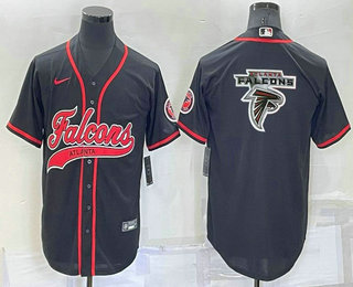 Men's Atlanta Falcons Black Team Big Logo With Patch Cool Base Stitched Baseball Jersey