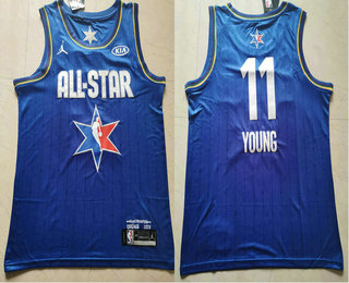 Men's Atlanta Hawks #11 Trae Young Blue Jordan Brand 2020 All-Star Game Swingman Stitched NBA Jersey