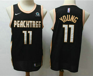 Men's Atlanta Hawks #11 Trae Young NEW Black 2020 City Edition NBA Swingman Jersey With The Sponsor Logo