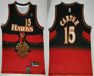 Men's Atlanta Hawks #15 Vince Carter Red Nike 2019 Swingman Throwback Jersey With The Sponsor Logo