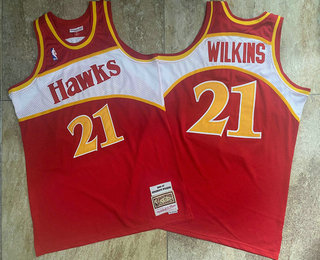 Men's Atlanta Hawks #21 Dominique Wilkins Red 1986-87 Hardwood Classics Soul AU Throwback Jersey