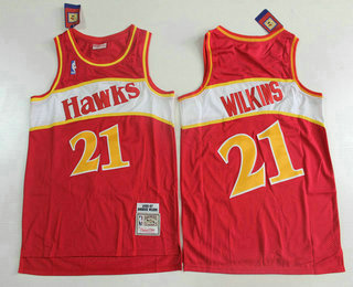 Men's Atlanta Hawks #21 Dominique Wilkins Red 1986-87 Hardwood Classics Soul Swingman Throwback Jersey