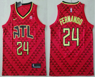 Men's Atlanta Hawks #24 Bruno Fernando Red 2019 Nike Swingman Stitched NBA Jersey With The Sponsor Logo