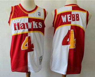 Men's Atlanta Hawks #4 Spud Webb 1986-87 Red With White Two Tone Hardwood Classics Soul Swingman Throwback Jersey