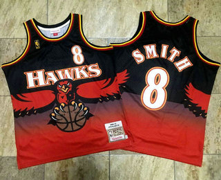 Men's Atlanta Hawks #8 Steve Smith 1996-97 Red Hardwood Classics Soul Swingman Throwback Jersey