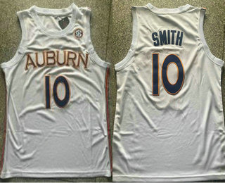 Men's Auburn Tigers #10 Jabari Smith Jr White College Basketball Jersey
