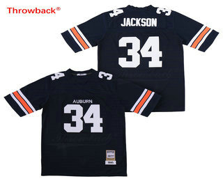 Men's Auburn Tigers #34 Bo Jackson Navy Blue Throwback Stitched College Football NCAA Jersey