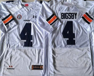 Men's Auburn Tigers #4 Tank Bigsby White College Football Jersey