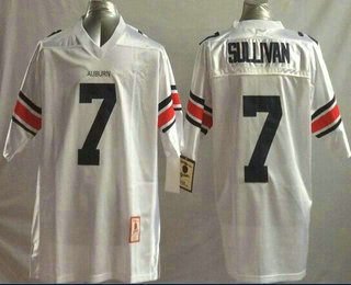 Men's Auburn Tigers #7 Pat Sullivan White Throwback Stitched College Football NCAA Jersey