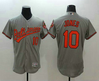 Men's Baltimore Orioles #10 Adam Jones Grey Flexbase 2016 MLB Player Jersey