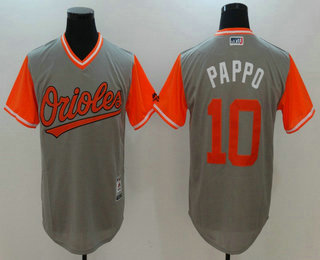 Men's Baltimore Orioles #10 Adam Jones Pappo Majestic Gray 2017 Little League World Series Players Weekend Stitched Nickname Jersey