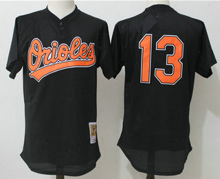 Men's Baltimore Orioles #13 Manny Machado Black Throwback Mesh Batting Practice Stitched MLB Mitchell & Ness Jersey