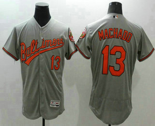 Men's Baltimore Orioles #13 Manny Machado Grey Flexbase 2016 MLB Player Jersey