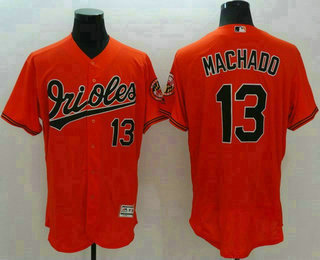 Men's Baltimore Orioles #13 Manny Machado Orange 2016 Flexbase Majestic Baseball Jersey