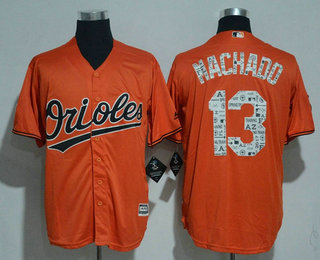 Men's Baltimore Orioles #13 Manny Machado Orange 2017 Spring Training Stitched MLB Majestic Cool Base Jersey