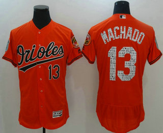 Men's Baltimore Orioles #13 Manny Machado Orange 2017 Spring Training Stitched MLB Majestic Flex Base Jersey