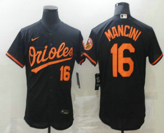 Men's Baltimore Orioles #16 Trey Mancini Black Stitched MLB Flex Base Nike Jersey