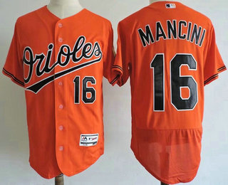 Men's Baltimore Orioles #16 Trey Mancini Orange Alternate Stitched MLB Majestic Flex Base Jersey