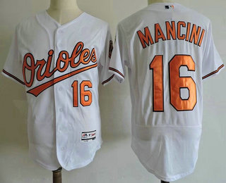 Men's Baltimore Orioles #16 Trey Mancini White Home Stitched MLB Majestic Flex Base Jersey