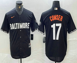 Men's Baltimore Orioles #17 Colton Cowser Black 2023 City Connect Cool Base Jersey