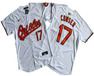 Men's Baltimore Orioles #17 Colton Cowser Number White Limited Cool Base Jersey