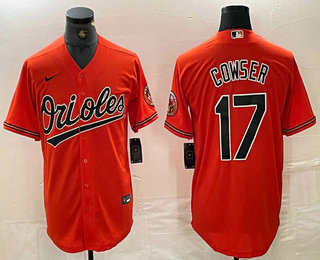 Men's Baltimore Orioles #17 Colton Cowser Orange Cool Base Stitched Jersey