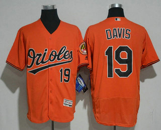 Men's Baltimore Orioles #19 Chris Davis Orange Stitched MLB Majestic Flex Base Jersey