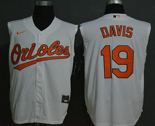 Men's Baltimore Orioles #19 Chris Davis White 2020 Cool and Refreshing Sleeveless Fan Stitched MLB Nike Jersey