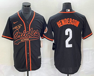 Men's Baltimore Orioles #2 Gunnar Henderson Black Cool Base Stitched Baseball Jersey