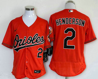 Men's Baltimore Orioles #2 Gunnar Henderson Number Orange Flex Base Stitched Jersey