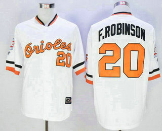 Men's Baltimore Orioles #20 Frank Robinson White Stitched MLB Majestic Cooperstown Collection Jersey