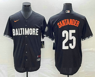 Men's Baltimore Orioles #25 Anthony Santander Black 2023 City Connect Cool Base Stitched Jersey 02