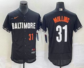 Men's Baltimore Orioles #31 Cedric Mullins Number Black 2023 City Connect Flex Base Stitched Jersey 02