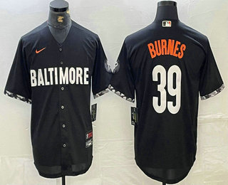 Men's Baltimore Orioles #39 Corbin Burnes Black 2023 City Connect Cool Base Stitched Jersey