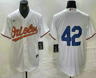 Men's Baltimore Orioles #42 Jackie Robinson White Stitched Cool Base Nike Jersey