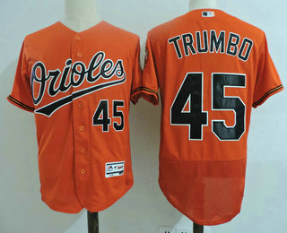 Men's Baltimore Orioles #45 Mark Trumbo Orange Alternate Stitched MLB Majestic Flex Base Jersey