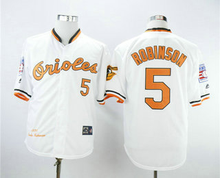 Men's Baltimore Orioles #5 Brooks Robinson 1970 Hall of Fame White Throwback Jersey