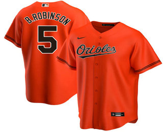 Men's Baltimore Orioles #5 Brooks Robinson Orange Stitched MLB Cool Base Nike Jersey