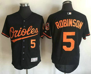 Men's Baltimore Orioles #5 Brooks Robinson Retired Black 2016 Flexbase Majestic Baseball Jersey