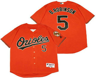 Men's Baltimore Orioles #5 Brooks Robinson Turn Back The Clock Orange Stitched MLB Cool Base Jersey