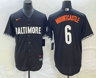 Men's Baltimore Orioles #6 Ryan Mountcastle Black 2023 City Connect Cool Base Stitched Jersey 01