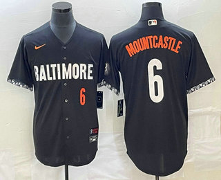 Men's Baltimore Orioles #6 Ryan Mountcastle Number Black 2023 City Connect Cool Base Stitched Jersey 03