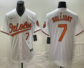 Men's Baltimore Orioles #7 Jackson Holliday Number White Limited Cool Base Stitched Jersey