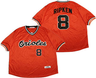 Men's Baltimore Orioles #8 Cal Ripken 1975 Orange Throwback Stitched MLB Cooperstown Collection Jersey