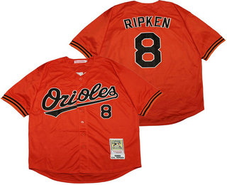 Men's Baltimore Orioles #8 Cal Ripken 1989 Orange Mitchell & Ness Throwback Jersey